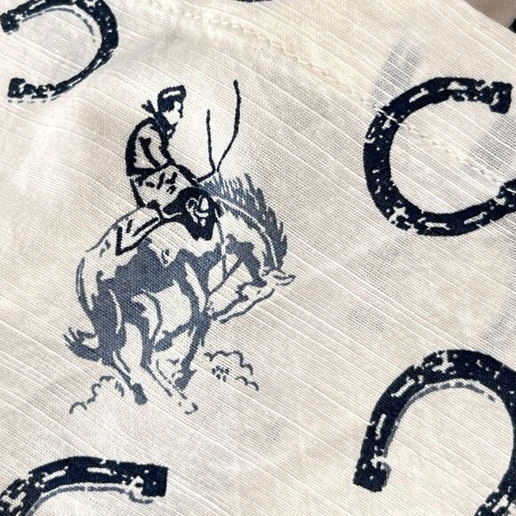 Pendleton Mens XL Short Sleeve Shirt Horseshoe Cowboy Rodeo Bronco Print Collar - Picture 7 of 13